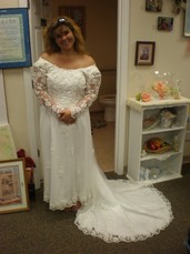 BRIDAL ORIGINALS WEDDING GOWN DRESS & VEIL RN18512 SIZE 14